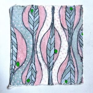 Abstract Pink and Blue-Gray Leaf Art Painting New- Tasty!